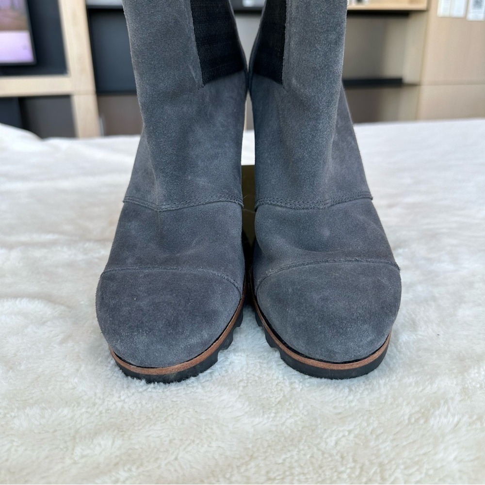 Sorel Addington 260 mm Chelsea Gray Stacked Suede Leather Boots EU 39.5 US 9 - Picture 5 of 16